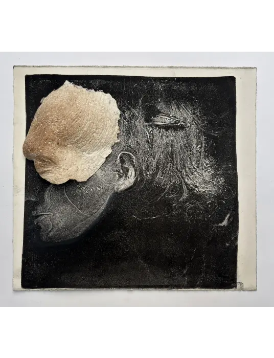 38-  _Self Head Impressions_ No.38,  2025,Paper casting and Body print on  paper, 32X35X2_5 cm