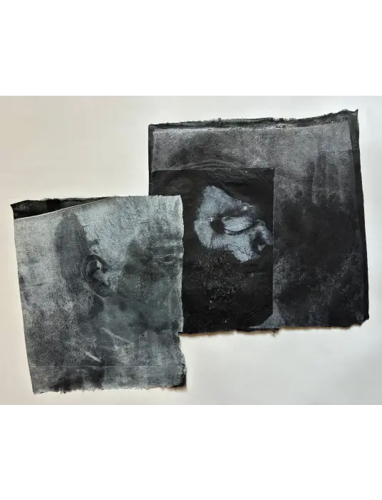 20- _Self Head Impressions_ No.20   2025,Body print and collage on Handmade paper, 41X55 cm